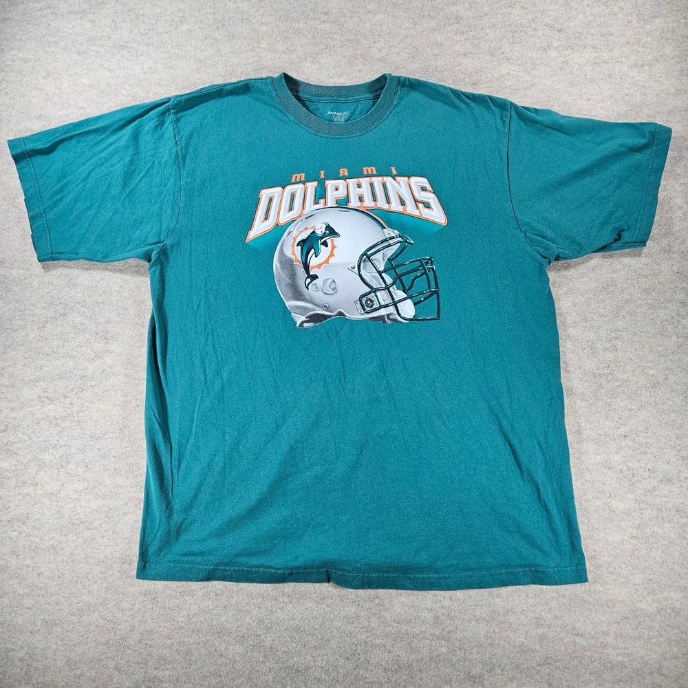 Reebok Miami Dolphins T Shirt Mens XL Teal Helmet Graphic NFL Football
